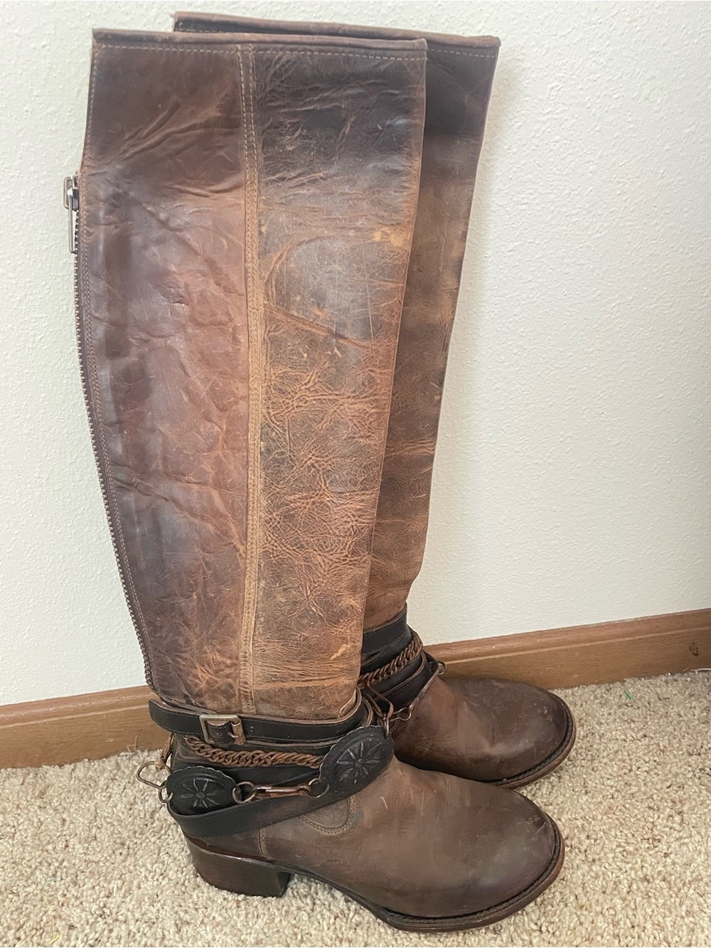 Freebird Aspen Harness Boots Size 9 Distressed Brown Leather - Picture 3 of 9